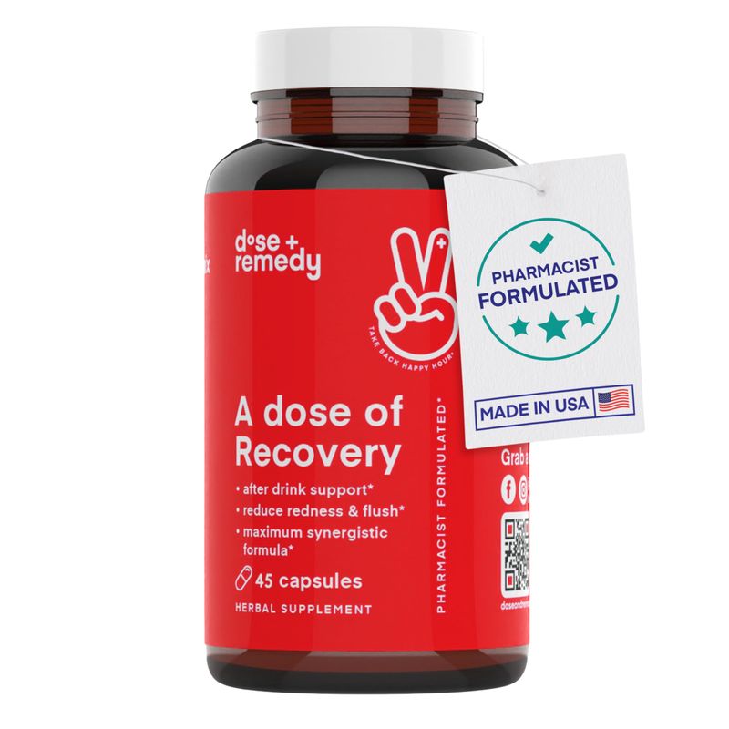 A dose of Recovery|Liver Detox | Made in USA | USDA | Hydration Support for Better Morning Recovery Asian Flush | Dihydromyricetin DHM, Quercetin, Vitamin B, Milk Thistle, Prickly Pear, | (45 Pills)
