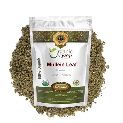 Organic Way Mullein Leaf Powder (Verbascum thapsus) - European Wild-Harvest | Organic &amp; Kosher Certified | Vegan, Non GMO &amp; Gluten Free | USDA Certified | Origin - Albania (4 Oz)