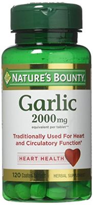 Nature&#39;s Bounty Garlic, 2000mg, 120 Coated Tablets (Pack of 2), 2 Bottles Each of 120 Tablets