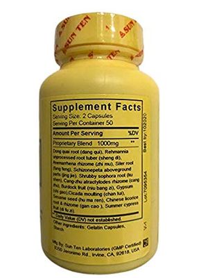 Sun Ten - Xiao Feng San (Tang-kuei and Artium Formula), 100 Capsules