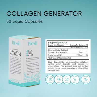 Biosil Collagen Generator - 30 Original Capsules - with Patented ch-OSA Complex - Generates &amp; Protects Your Own Collagen - GMO Free - 15-Day Supply