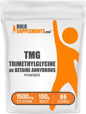 BulkSupplements.com TMG Powder - Trimethylglycine as Betaine Anhydrous, TMG Supplement - Trimethylglycine Supplement, Gluten Free - 1500mg per Serving 100g (3.5 oz) (Pack of 1)