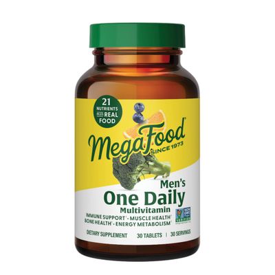 MegaFood One Daily Mens Multivitamins - Multivitamin for Men - Vitamin C, Vitamin D3 &amp; Vitamin B12 - Muscle, Energy Metabolism &amp; Immune Support - Vegetarian, Gluten Free - 30 Tablets, 30 Servings