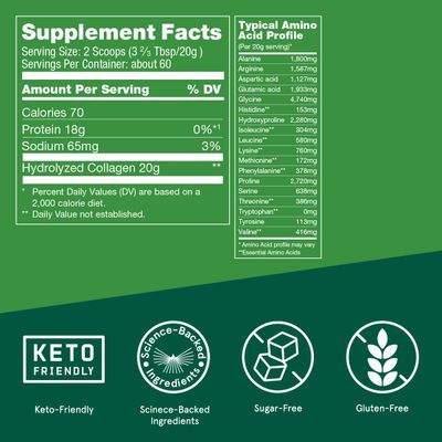 Bulletproof Unflavored Collagen Peptides Powder, 42.3 Ounces, Grass-Fed Collagen Protein and Amino Acids for Skin, Bone and Joint Support, Pasture Raised, No Added Hormones