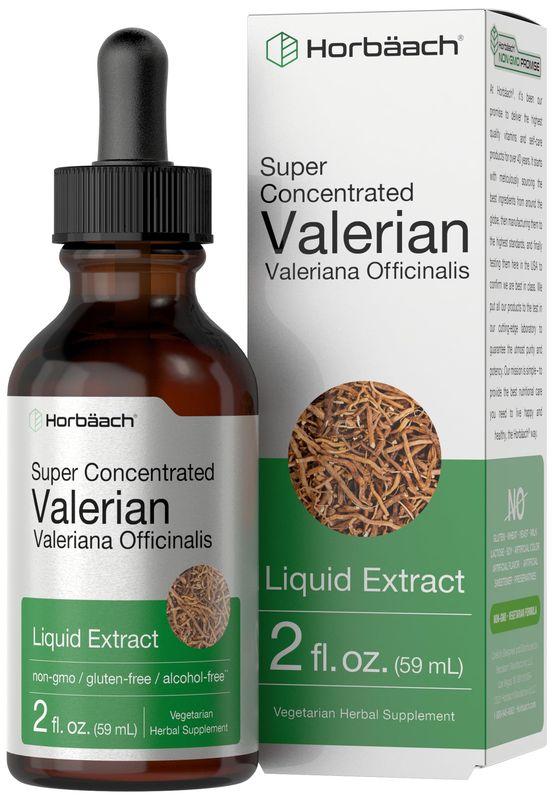 Horbach Valerian Root Extract Drops Alcohol Free | 2 fl oz | Super Concentrated Liquid | Vegetarian, Non-GMO &amp; Gluten Free