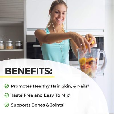 Collagen Peptides Powder - Grass Fed, Pasture Raised with Aminos - Promotes Healthy Skin Hair & Nails - Bone & Joint Support - Hydrolyzed, Unflavored, Non GMO, Gluten Free - Easy to Mix -16 oz