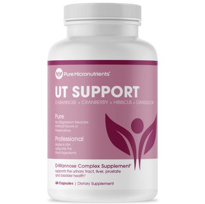 Pure D Mannose Capsules 1000mg - Fast Acting UTI Support - Urinary Tract Cleanse &amp; Bladder Health - Cranberry, D-Mannose, Dandelion, Hibiscus Flower - 60 Veggie Caps