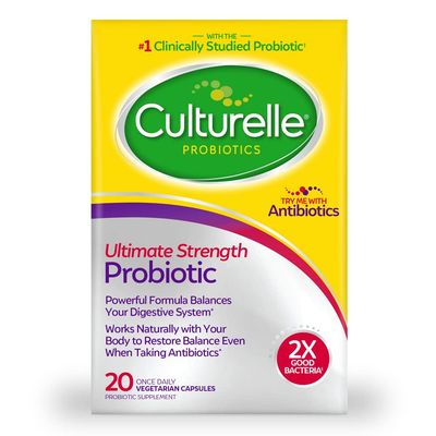 Culturelle Ultimate Strength Probiotic for Men and Women, Most Clinically Studied Probiotic Strain, 20 Billion CFUs, Supports Occasional Diarrhea, Gas &amp; Bloating, Non-GMO, 20 Count
