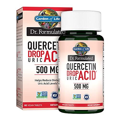 Garden of Life Quercetin Probiotic &amp; Uric Acid Support with Tart Cherry, Vitamin C from Organic Acerola and Rose HIPS Plus Luteolin - Dr Formulated - Gluten Free, Non GMO - 60 Tablets