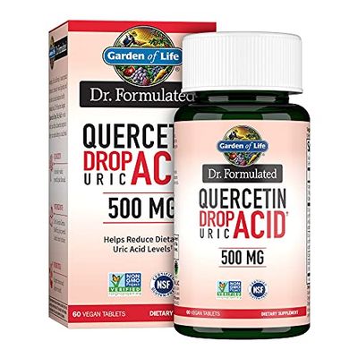 Garden of Life Quercetin Probiotic &amp; Uric Acid Support with Tart Cherry, Vitamin C from Organic Acerola and Rose HIPS Plus Luteolin - Dr Formulated - Gluten Free, Non GMO - 60 Tablets