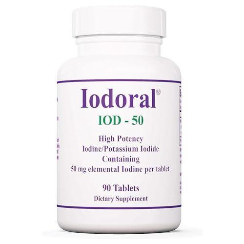 Optimox Iodoral 50 mg Supplement - Potassium Iodide Tablets, High Potency Iodine Tablets, Iodine Supplements for Thyroid Support, Daily Vitamins and Minerals, Lugol&#39;s Iodine Solution - 90 Count