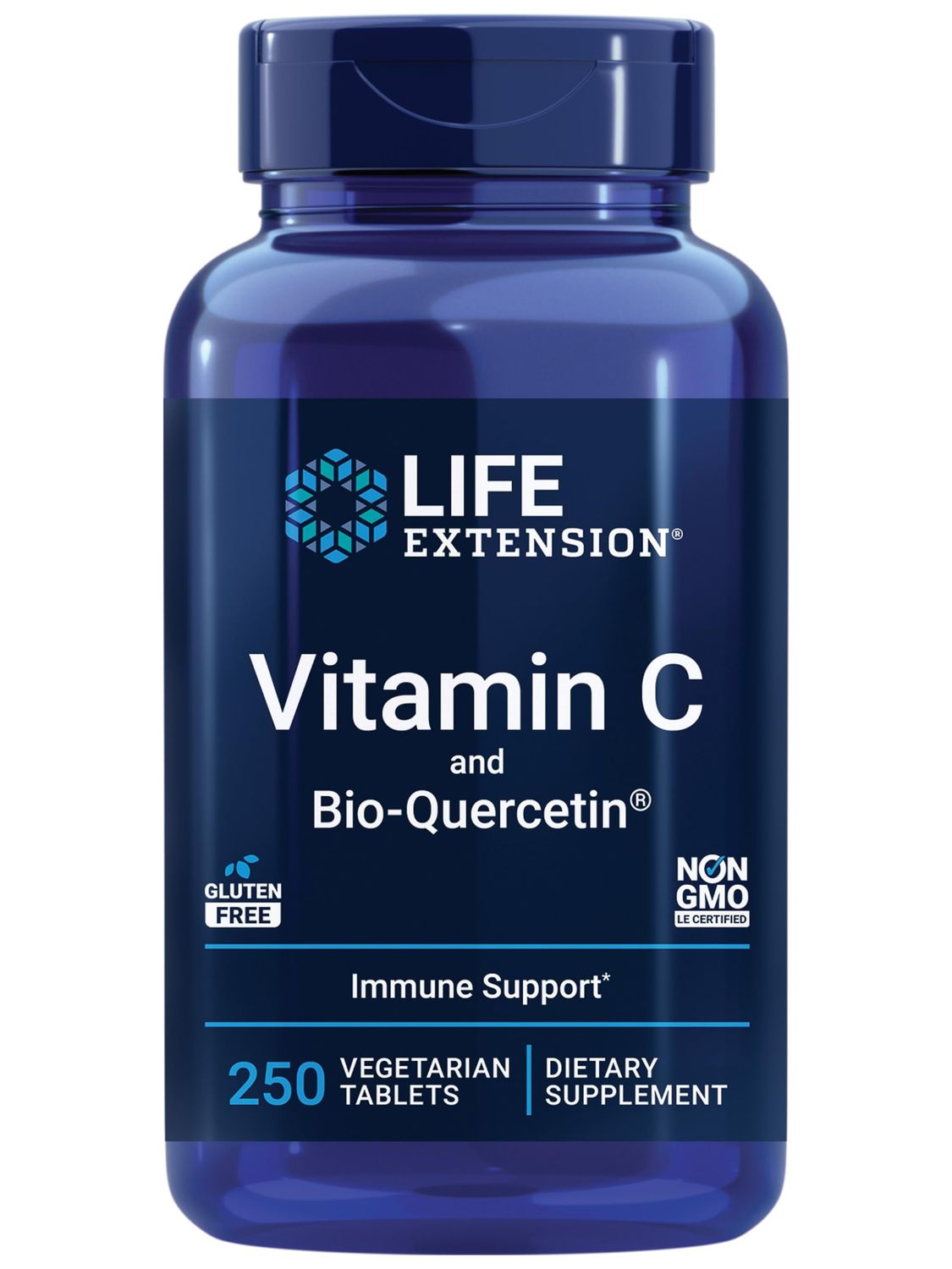 Life Extension Vitamin C &amp; Bio-Quercetin Phytosome - Vitamin C Plus Ultra-Absorbable Quercetin for Immune Support - Gluten-Free, Non-GMO, Vegetarian - 250 Vegetarian Tablets