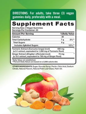 Nature's Truth Turmeric and Ginger Gummies | 70 Count | Peach Flavor | Vegan, Non-GMO, &amp; Gluten Free Supplement