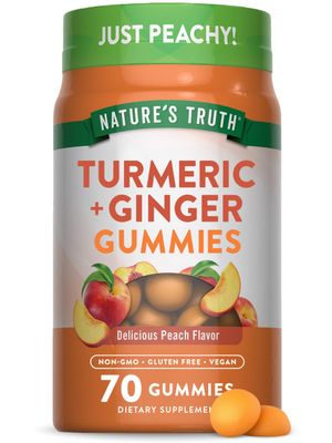 Nature&#39;s Truth Turmeric and Ginger Gummies | 70 Count | Peach Flavor | Vegan, Non-GMO, &amp; Gluten Free Supplement