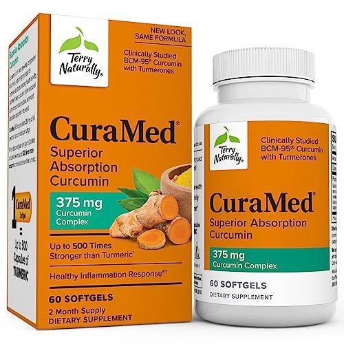 Terry Naturally CuraMed 375 mg Curcumin Complex - 60 Softgels - Superior Absorption BCM-95 - Non-GMO, Gluten-Free, Halal - 60 Servings