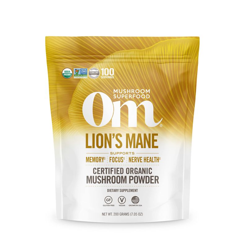 OM Mushroom Superfood | Lion's Mane | USA Grown Organic Mushrooms | Memory, Focus, Clarity, Nerve Health &amp; Mood Support | 7.05 oz, 100 Servings