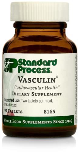 Standard Process Vasculin - Whole Food Heart Health and Antioxidant with Thiamine, Vitamin B6, Niacin, Calcium, Vitamin C, Vitamin E, and Vitamin B12-90 Tablets