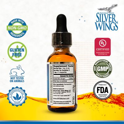 Natural Path Silver Wings Colloidal Silver Mineral Supplement, 250 Ppm, 1 Fluid Ounce
