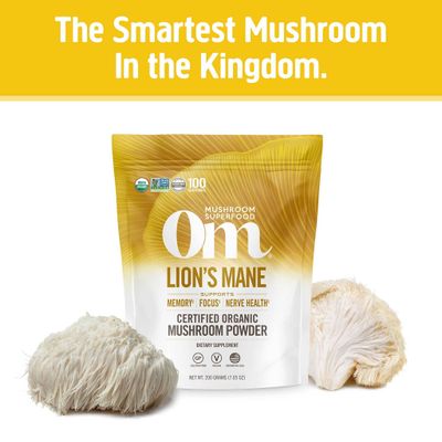 OM Mushroom Superfood | Lion's Mane | USA Grown Organic Mushrooms | Memory, Focus, Clarity, Nerve Health &amp; Mood Support | 7.05 oz, 100 Servings