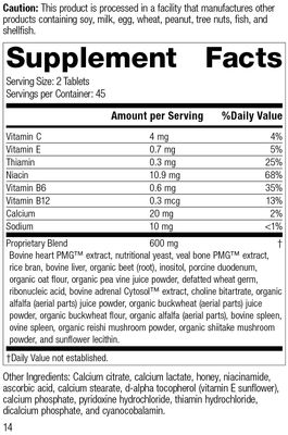Standard Process Vasculin - Whole Food Heart Health and Antioxidant with Thiamine, Vitamin B6, Niacin, Calcium, Vitamin C, Vitamin E, and Vitamin B12-90 Tablets