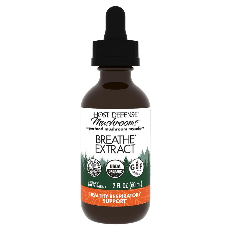 Host Defense Breathe* Extract - Immune &amp; Respiratory Support Mushroom Liquid Supplement - Herbal Lung Health Supplement with Chaga, Reishi &amp; Cordyceps - 2 fl oz (60 Servings)*