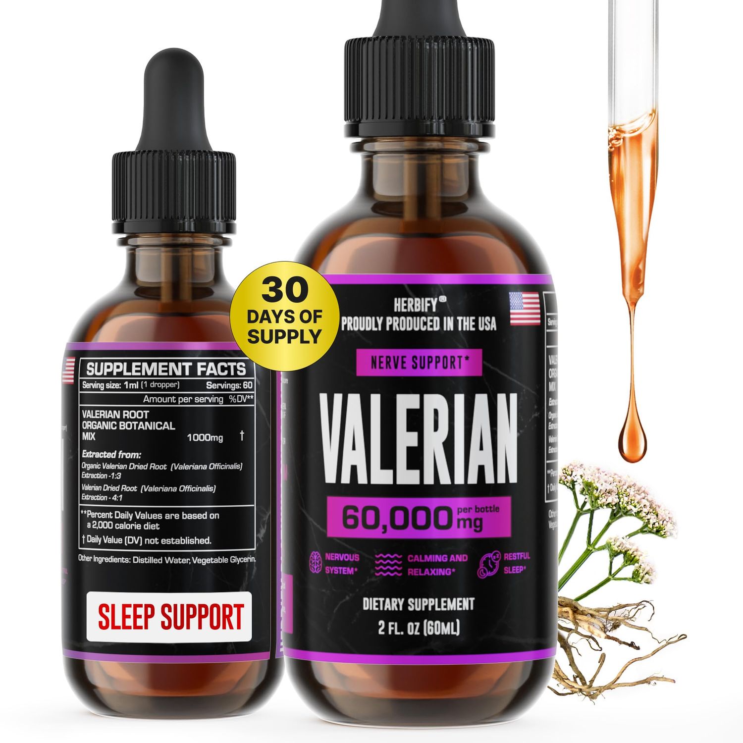 Valerian Root - Valerian Root Natural Supplement - Valerian Root Tincture - Nervous System Support - Vegan, Organic, 2 Fl oz