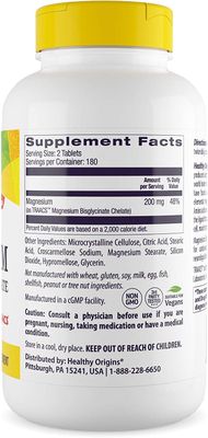 Healthy Origins Magnesium Bisglycinate Chelate (TRAACS) - Chelated Magnesium for Brain &amp; Heart Health - Albion Magnesium Supplement - Unbuffered Supplements - 360 Tablets