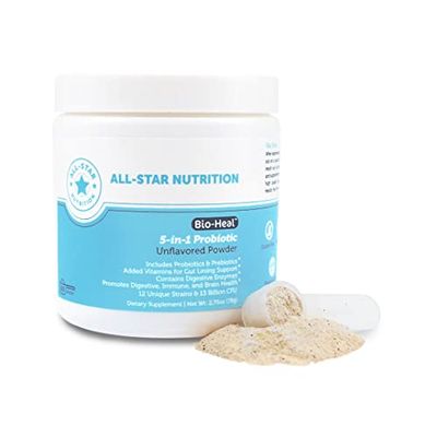 5-in-1 Bio-Heal Probiotic for Kid, Men &amp; Women (Powder) - Best Supplement for Brain Function, Gut Health &amp; Constipation - Shelf Stable &amp; Fortified with Vitamins, Minerals &amp; Prebiotics