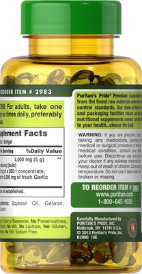 Puritan's Pride Garlic Oil, 5000 Mg, 250 Count