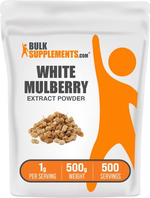 BulkSupplements.com White Mulberry Extract - White Mulberry Leaf Extract 1000mg, from Mulberry Leaf - Herbal Supplement, Gluten Free, 1000mg per Serving, 500g (1.1 lbs) (Pack of 1)