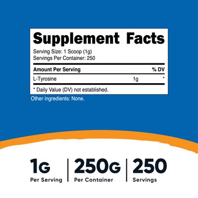Nutricost L-Tyrosine Powder 250 Grams - Pure L-Tyrosine Powder 1000mg Per Serving