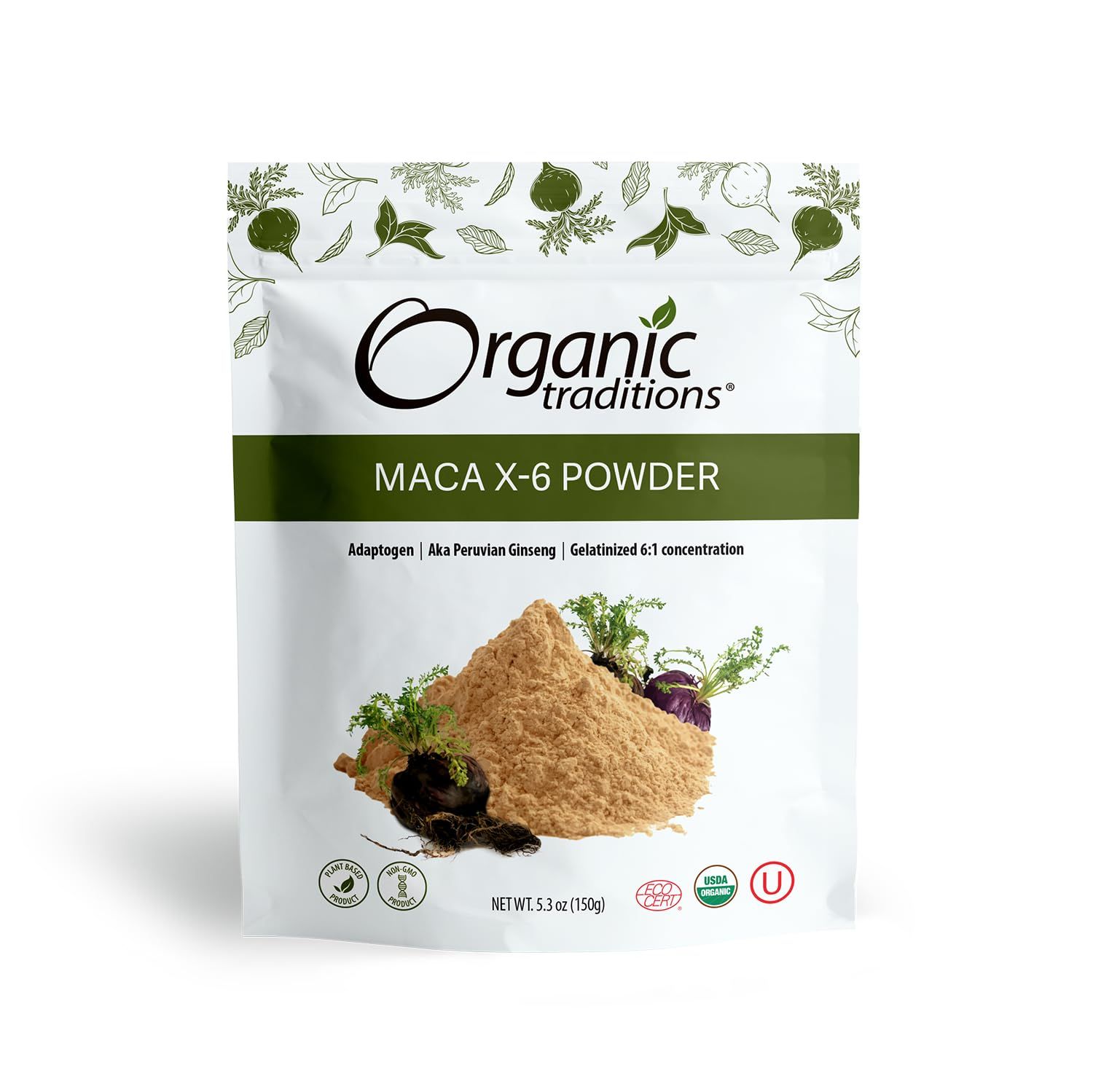 Organic Traditions Maca X-6 Black and Red Powder, Organic Maca Root Powder Organic Maca Powder, Energizing Superfood for Men and for Women, 150g/5.3oz