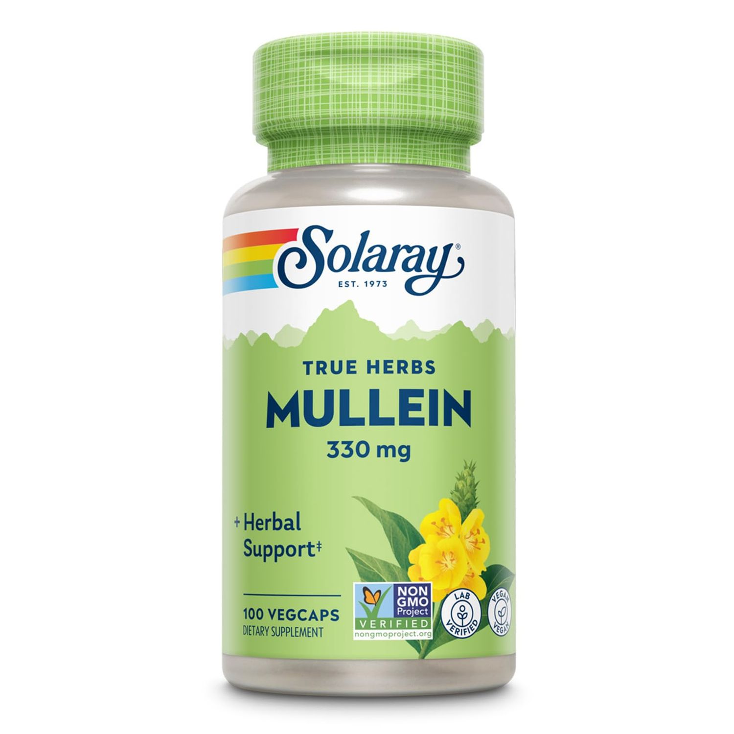 SOLARAY Mullein Leaf 330 mg - Soothing Herbal Support - Mullein Capsules Traditionally Used to Support Health and Wellness - Vegan, Non-GMO, Lab Verified, 60-Day Guarantee, 100 Servings, 100 VegCaps