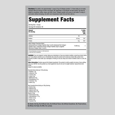 Piping Rock Multi Collagen Protein Powder | 16 oz Unflavored | 10,000mg Peptides Complex | Type i, ii, iii, v, x | Gluten Free, Non-GMO Supplement