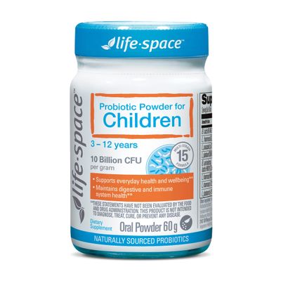 Life-Space 60 Grams, for Children 3-12 Years,10 Billion CFU &amp; Multi Strain, Improve Appetite for Relieve Picky, Boost Digestive Health &amp; Immune, No Refrigeration, Probiotic Powder for Children