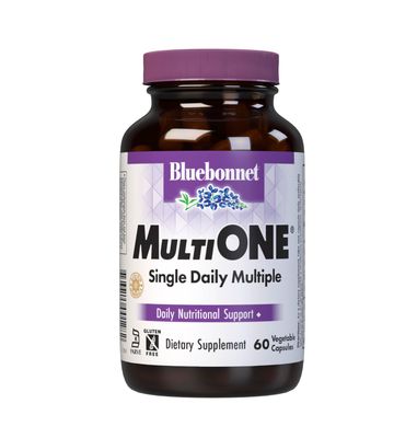 Bluebonnet Nutrition Mult One (with Iron), Daily Nutritional Support*, Vegetarian Friendly, Kosher Certified, Gluten-Free, Dairy-Free, 60 Vegetable Capsules, 60 Servings