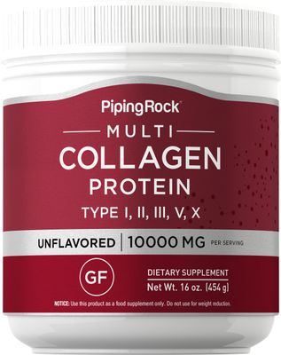 Piping Rock Multi Collagen Protein Powder | 16 oz Unflavored | 10,000mg Peptides Complex | Type i, ii, iii, v, x | Gluten Free, Non-GMO Supplement