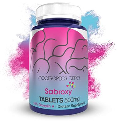 Nootropics Depot Sabroxy Tablets | 500mg | 30 Count | Minimum 10% Oroxylin-A | Oroxylum indicum | May Help Promote Focus &amp; Motivation | May Help Promote Cognitive Function
