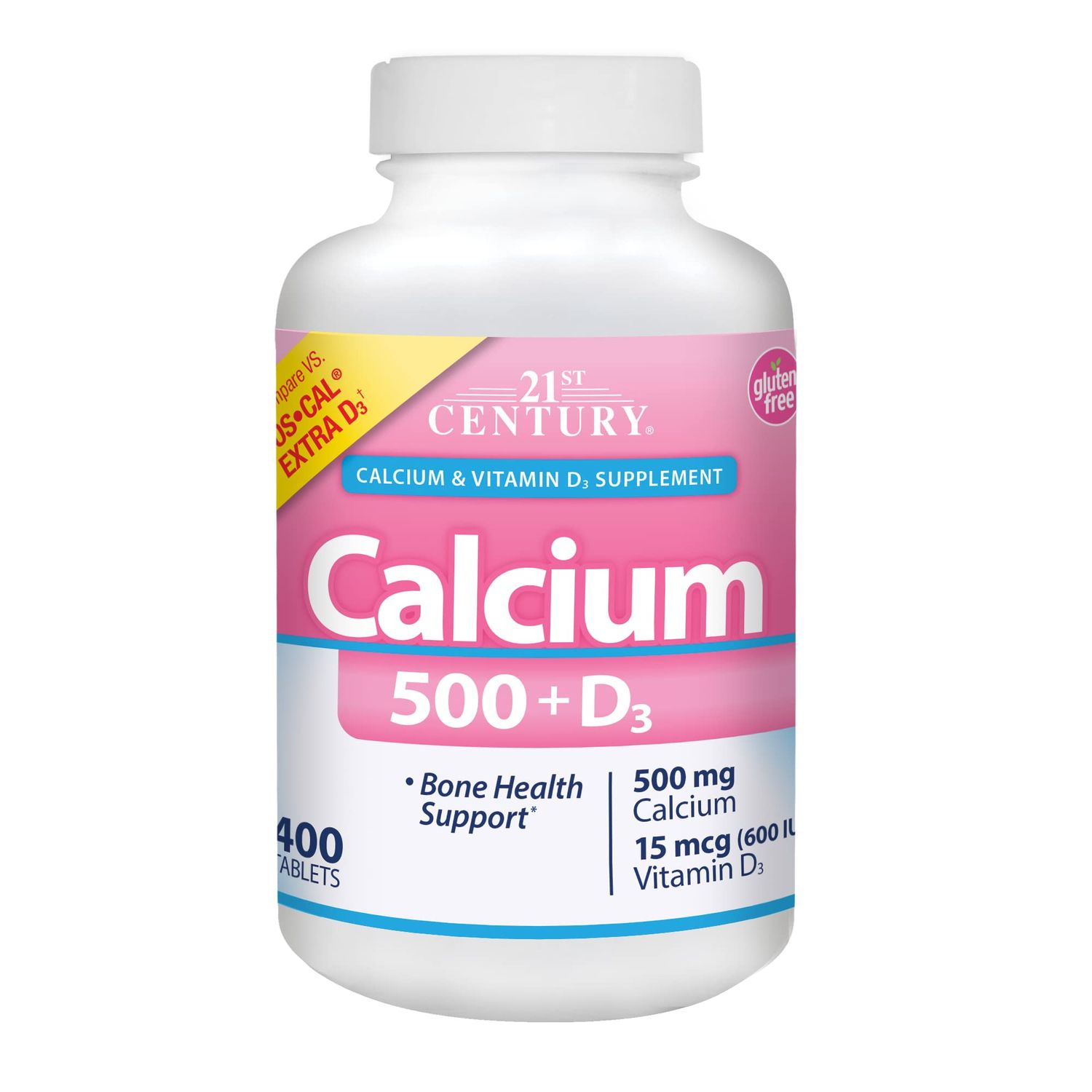 21st Century Vitamins Calcium 500 Plus Extra D Caplets, 400 Count