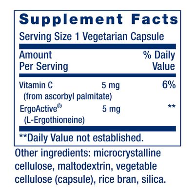 Life Extension Essential Youth L-Ergothioneine - Promotes Longevity & Healthy Aging - Gluten-Free - Non-GMO - Vegetarian - 5 mg - 30 Vegetarian Capsules