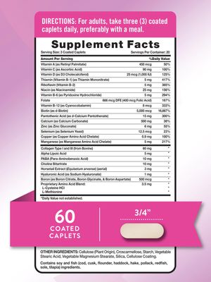 Nature's Truth Hair Skin and Nails | 60 Caplets | Plus 5,000mcg Biotin | Helps Support Healthy Hair and Skin | Non-GMO & Gluten Free Supplement