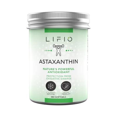 Lifio Icelandic Astaxanthin from Microalgae, All-Natural Support for Skin &amp; Joint Health, Vegan, Soy-Free, Gluten-Free, Non-GMO, 12 mg, 180 Softgels