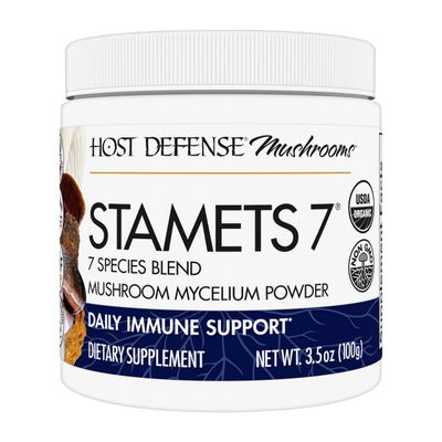 Host Defense Stamets 7 Mushroom Powder - 7 Species Blend - Mushroom Supplement for Immune Support with Royal Sun Blazei, Cordyceps, Reishi, Maitake, Lion&#39;s Mane, Chaga &amp; Mesima - 3.5 oz (66 Servings)*
