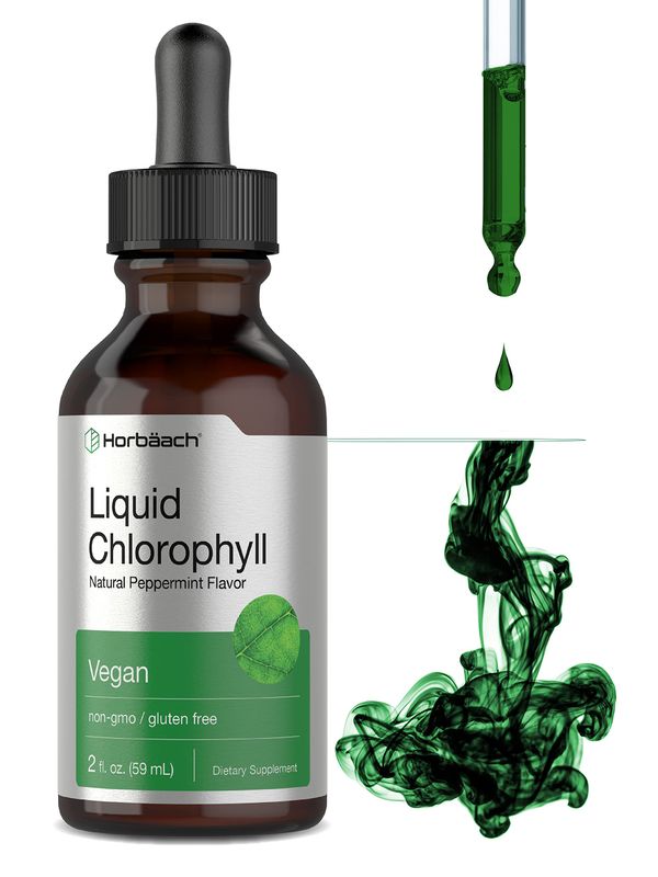 Horbach Liquid Chlorophyll Drops | 2 oz | Vegan, Non-GMO, and Gluten Free Formula | Natural Peppermint Flavor