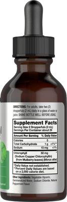 Horbach Liquid Chlorophyll Drops | 2 oz | Vegan, Non-GMO, and Gluten Free Formula | Natural Peppermint Flavor