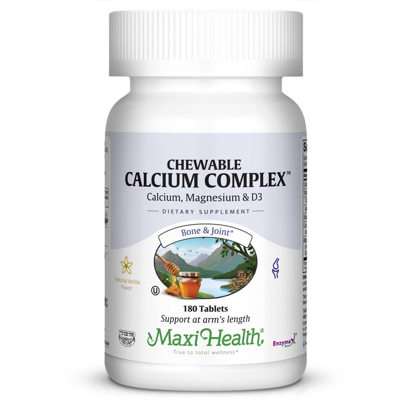 Maxi Health Chewable Calcium Complex - Support Healthy Bones - Vanilla Flavor - 180 Chewies - Kosher