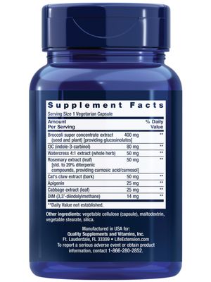 Life Extension Triple Action Cruciferous Vegetable Extract, 60 Vegetarian Capsules-Helps Maintain DNA Health & Already-Healthy Hormone Levels - Non-GMO, Gluten-Free, Vegetarian