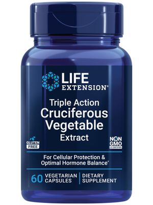 Life Extension Triple Action Cruciferous Vegetable Extract, 60 Vegetarian Capsules-Helps Maintain DNA Health &amp; Already-Healthy Hormone Levels - Non-GMO, Gluten-Free, Vegetarian