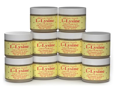 Basic Brands - L-Lysine Ointment - 0.875 oz - Lysine Cold Sore Treatment and Blister Relief - Soothes Chapped Lips and Dry Skin - 10-Pack