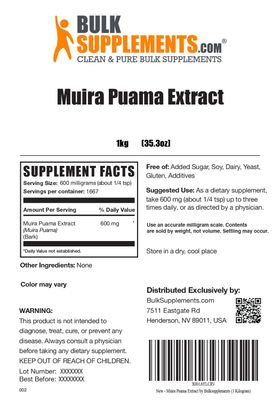 BulkSupplements.com Muira Puama Extract Powder - Muira Puama Supplement, from Muira Puama Bark - Herbal Supplement, Gluten Free, 600mg per Serving, 1kg (2.2 lbs) (Pack of 1)